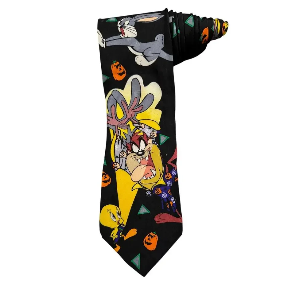 Looney Tunes Mania Halloween Taz Tweety Bugs Bunny Sylvester Necktie Pumpkin